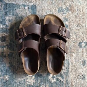 Birkenstock Dark Brown Leather Slides